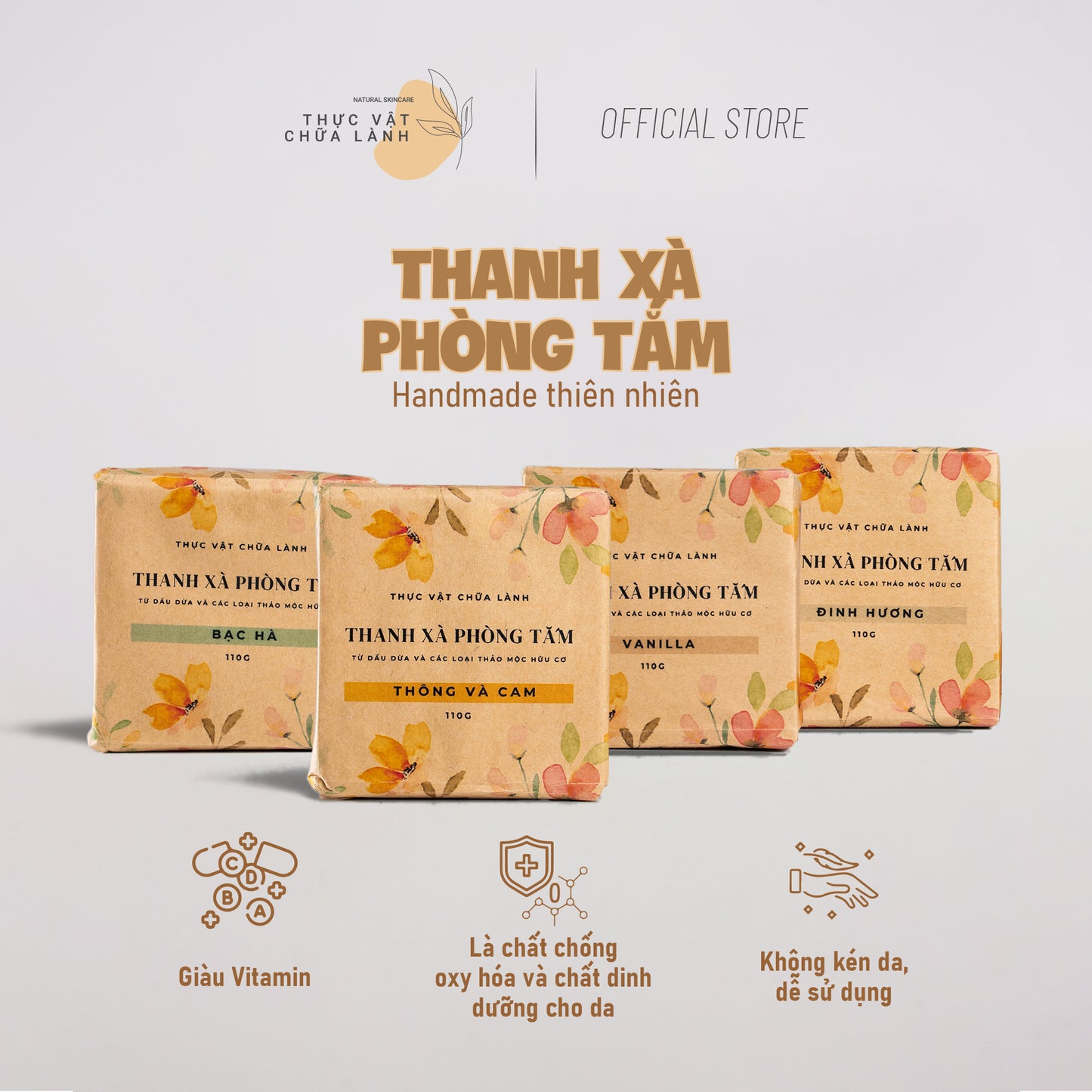 Thanh Xà Phòng Tắm Thiên Nhiên - 4 lựa chọn